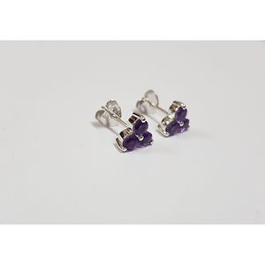 Shah Gems' Trendy Natural Amethyst <b>Stud</b> Earrings for Women 925 Sterling <b>Silver</b> 14K 18K Gold Rose Gold Diamond Flower Pattern - Product Image 1