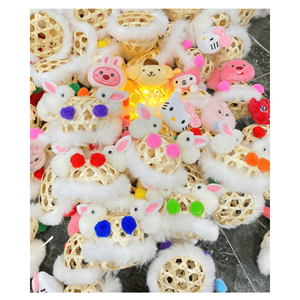 Linterna de bambú con luz LED para mediados de otoño, nuevo estilo, tejido hecho a mano, linterna portátil de bambú brillante de peluche - Product Image 3