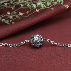 925 Silver Filigree Charm <b>Bracelet</b> with Zircon Pearl Diamond for Women Trendy <b>Gold</b> <b>Bead</b> Bangles for Daily Wear Wedding Gifts - Product Image 2