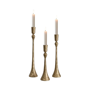 Bougeoir en métal doré fini aluminium espace de vie table noël occasion festive pièce maîtresse décor à la maison - Product Image 1