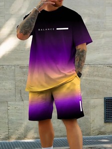 Ensemble de chemise courte en coton imprimé en 3D personnalisé Nouveaux ensembles de t-shirts décontractés respirants Vente en gros de shorts de qualité supérieure pour hommes - Product Image 5