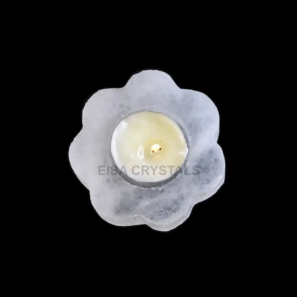 대량 해바라기 모양의 Selenite Tealight 홀더 흰색 양초 세미 보석 돌 공예품을위한 장식 크리스탈 캔들 스탠드