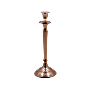 Décoration d'éclairage de table Bougeoir en or rose en métal de haute qualité pour la maison Bougie conique de fête de mariage en vrac fait à la main - Product Image 1