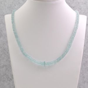 หินอัญมณีสีฟ้าธรรมชาติ Heishi แบบเหลี่ยมเพชรพลอยสร้อยคอแฟชั่น3.5-6มม. สร้อยคอปรับได้เครื่องประดับผู้หญิงสำหรับการจัดหาเป็นจำนวนมาก - Product Image 5