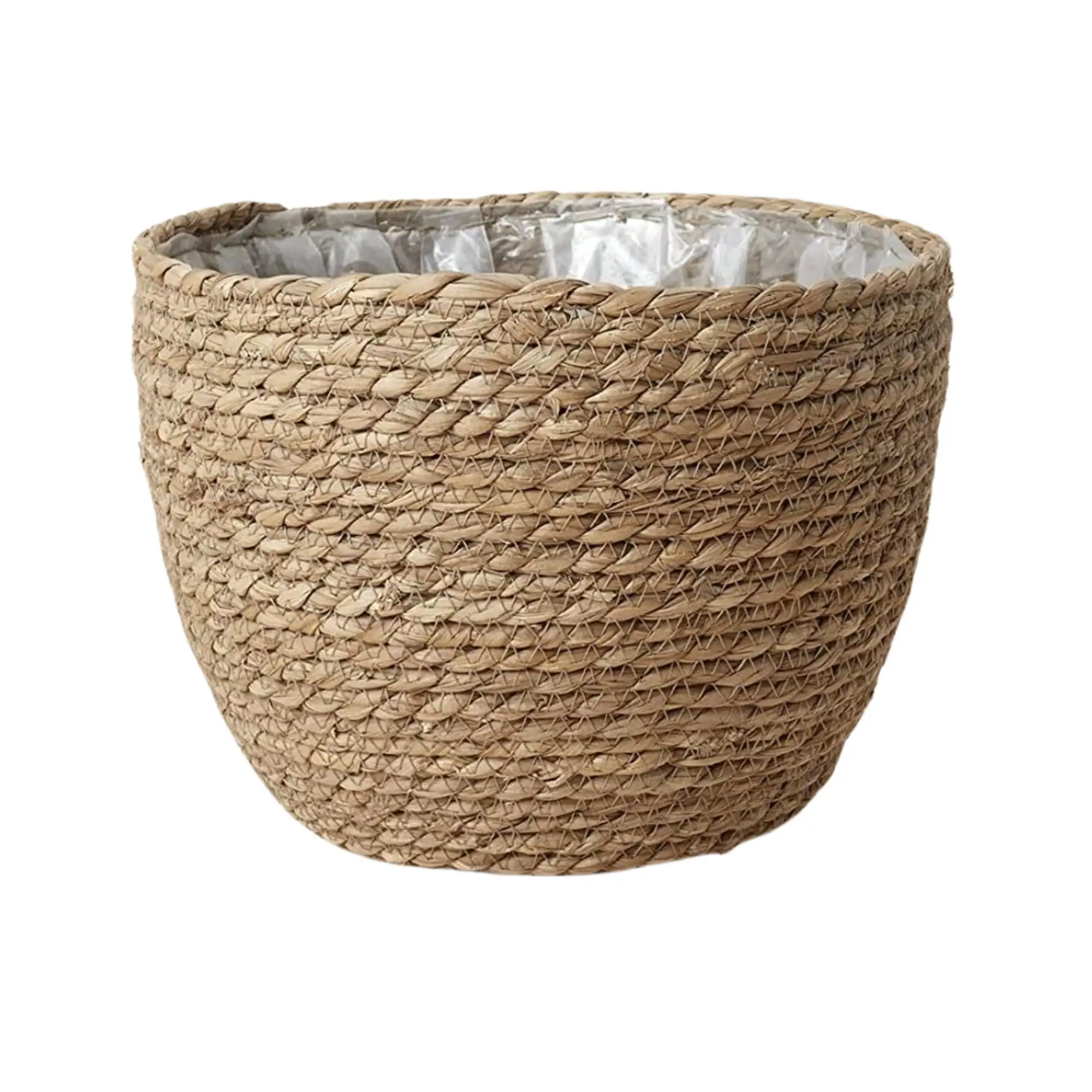 目を引く海草植木鉢バスケットプラスチックライナー付き植木鉢用のスタイリッシュな手織りプランターカバー