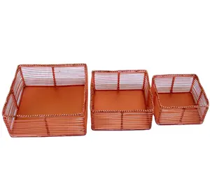 Panier organisateur de fil métallique rectangulaire en or Rose pour la décoration de la maison, vente en gros - Product Image 1