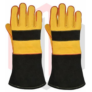 Heat Resistant Fire Resistant Anti-Chemical <b>Oven</b> <b>Gloves</b> 7 oz 14 Inch Leather BBQ Grill Welding Goatskin Knit Wrist - Product Image 3