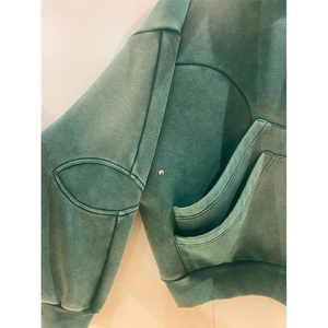 Personnalisé en gros de haute qualité pull Vintage sweats à capuche côtes bas lourd 100% coton rue poches sweats à capuche livraison DDP - Product Image 3