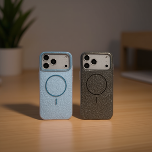 Funda Magnética con Anillo de Luz y Sombra de Cristal Texturizado con Purpurina en Relieve, TPU+PC, Color Puro para Teléfono Móvil S24 - Product Image 2