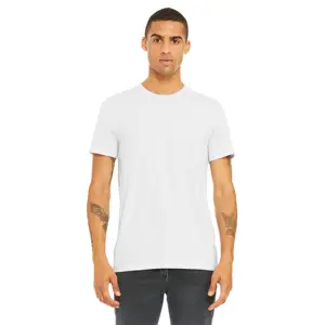 Jersey kumaş yumuşak ve pürüzsüz rahat standart fit nervürlü boyun bandı % 100% Polyester beyaz erkek spor T-Shirt hissediyor