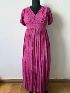 100% algodón estampado Floral Maxi Fit vestido acampanado bordado hecho a mano estilo Casual cintura Natural verano primavera lavable - Product Image 3