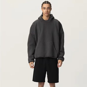 เสื้อครอปผ้าฝ้าย100% พิมพ์ลายเปล่าที่มีฮู้ด420gsm บ็อกซี่เสื้อครอปส่ง - Product Image 2