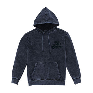 Sudaderas con capucha de lavado ácido de gran tamaño, jersey de manga larga, sudaderas con capucha de moda de tela polar Sun Fad con logotipo serigrafiado - Product Image 1