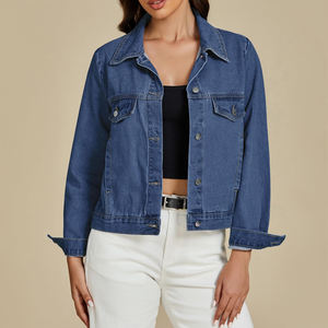 Vestes en jean pour femmes à la mode de rue au prix de gros Vestes en jean pour femmes à col rabattu à vendre en ligne - Product Image 6