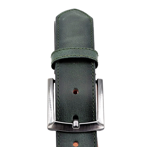 Ceinture de luxe en cuir véritable vert pour hommes avec boucle faite à la main, accessoire tendance de longueur personnalisée - Product Image 1