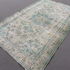 Alfombra Turca Vintage de 5.9x9 pies, Alfombra Oriental Azul de Lana - Product Image 2