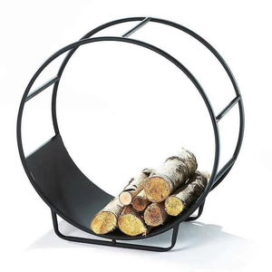 Extra wide iron <b>log</b> rack with bottom crossbars and strong metal tubing designed to hold bulky <b>logs</b> near your hearth - Product Image 1