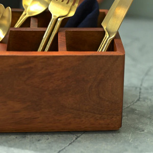 Mesa estética de madera para restaurante en casa, organizador de almacenamiento de cubiertos, soporte para utensilios para mostrador de cocina - Product Image 5