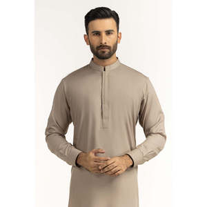 Trajes de Satén Beige de Corte Regular para Hombre, Estilo Oriental, para Verano, KP-STY26-001 - Product Image 5