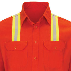 Camisas abotonadas de alta visibilidad de buena calidad hechas a medida, camisas abotonadas de alta visibilidad de manga larga, seguridad reflectante, ropa de trabajo de alta visibilidad - Product Image 4