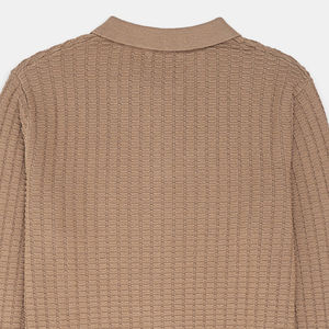 Suéter de polo clásico de algodón 100%, ropa de invierno caqui, logotipo personalizable, logotipo frontal antiarrugas transpirable de alta calidad - Product Image 5