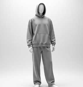 ชุดเสื้อมีฮู้ดและกางเกงวอร์มแฟชั่นสำหรับผู้ชายโอเวอร์ไซส์กางเกงขาบานแนวสตรีท500 GSM พรีเมี่ยม - Product Image 2