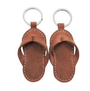 Produsen disesuaikan 100% kulit asli buatan tangan sandal gantungan kunci untuk rumah kantor dan mobil dan penggunaan sehari-hari