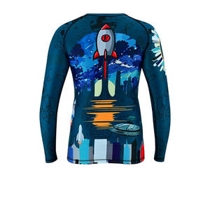 Mens Fitness Imprimir Costura Compresión de manga larga Deportes Correr Entrenamiento Rash Guard Secado rápido Medias de alta elasticidad - Product Image 3