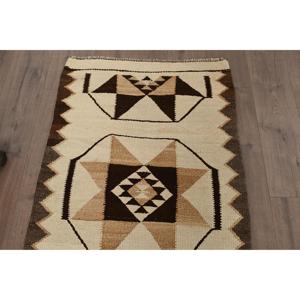 Alfombra Turca Vintage de 2.5x9.6 pies (75x294 cm), Alfombra de Lana Marrón Kilim - Product Image 4