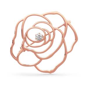 Broche en argent sterling Jeulia avec une grande fleur en forme de rose, ornée de cristaux et de perles - Product Image 1