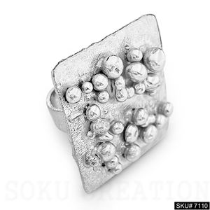 Handmade Rose Gold Plated <b>Statement</b> <b>Ring</b> SKU7110 Designer Stylish Dotted Bezel Setting Classic Brass Jewelry for Christians - Product Image 4