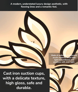 โคมไฟเพดาน LED อะคริลิคเหล็กดัดสไตล์โมเดิร์นมินิมอล พร้อมรีโมทคอนโทรล ดีไซน์ใบเมเปิ้ล ป้องกันน้ำ IP44 เหมาะสำหรับห้องนอน - Product Image 3