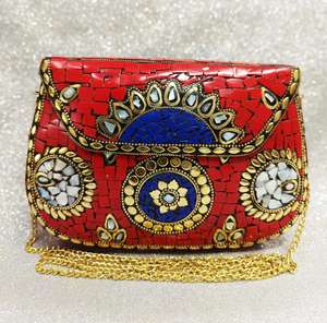 Bolso de mano de diseño Floral y Metal de alta calidad, bolso de mano de Metal con diseño decorativo para mujer, bolso de mano cruzado de uso diario - Product Image 2