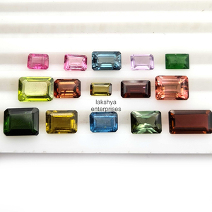 4x6mm -9x11mm turmalina Natural Octágono corte facetado cuentas de piedras preciosas para la fabricación de joyas Multi turmalina piedra calibrada venta - Product Image 1