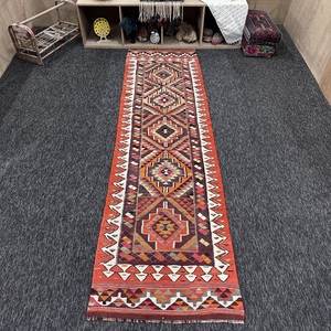 Alfombra Turca, Alfombra Pequeña de 2.9x10.3 pies, Alfombra de Lana Herki Arcoíris - Product Image 1