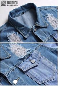 Veste en jean de créateur grande taille pour hommes, décontractée, respirante, de haute qualité, légère, avec logo avant personnalisable, vente en gros - Product Image 6