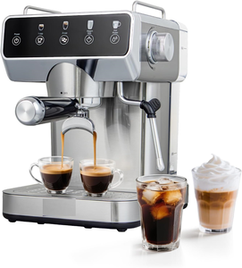 Cafeteras con Pantalla Táctil, Cafetera Profesional de 20 Bares con Espumador de Leche y Agua Caliente, Cafetera de Acero Inoxidable - Product Image 1