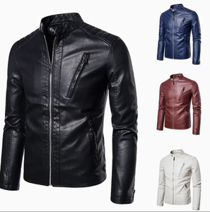 Vêtements pour hommes Veste tendance en cuir de mouton à manches longues Produit très vendu Veste en cuir fine pour hommes pour l'hiver - Product Image 1