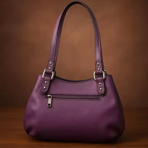 Bolso de un solo hombro de cuero genuino personalizado de lujo para mujer Tipo de cierre de cremallera Bolso de mano Diseño de billetera popular - Product Image 2