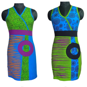 Élégant bohème XL taille rayonne femmes été col en v robe souffle dentelle bouton motif fermeture éclair broderie cristal gland - Product Image 1