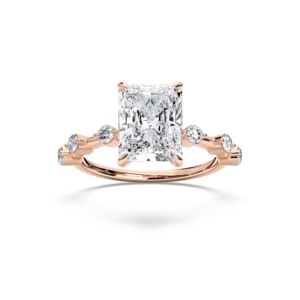 Bague de fiançailles en moissanite 5.13 carats avec diamant radiant et taillé 10K14K18K or massif avec centre 5.00CT E-F/VVS-VS - Product Image 1