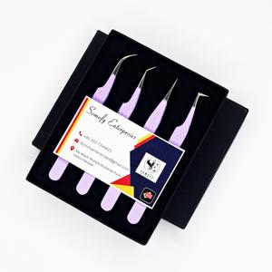 แหนบต่อขนตาสแตนเลสสีม่วงด้าน พร้อมโลโก้ OEM ปลายไฟเบอร์สีเงิน ใหม่ ยั่งยืน ผลิตโดย Somofy Enterprises คุณภาพสูง - Product Image 4