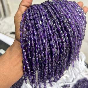 Perles de pierres précieuses améthyste naturelle authentique de qualité supérieure, ovales, semi-précieuses, en vrac, 6 mm, 8 mm, 10 mm, 12 mm, 1 ligne de 12 pouces, prix de 3 $ - Product Image 1