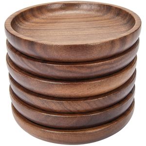 Sous-verres carrés en bois d'acacia, couleur brune, pour hôtel et restaurant, dessous-de-verre pour servir le thé et le café, sans support - Product Image 2