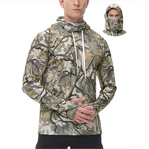 Protection UV Camo Mesh Hoodies avec trous pour les pouces et masque facial intégré Chemise à capuche à manches longues légère et respirante pour hommes - Product Image 1