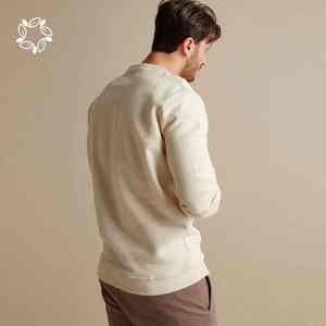 Sweat-shirt d'hiver élégant à manches longues pour hommes en polyester uni coton logo personnalisé impression numérique col rond haut décontracté teint en couleur unie - Product Image 2