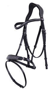 EW IGN esign-hebilla de cuero genuino, brida de carreras de caballos con color negro de acolchado suave totalmente cosido - Product Image 6