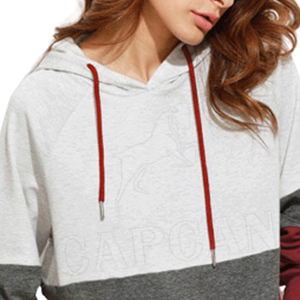 À la mode femmes 100% coton épais sweats à capuche nouveau haute qualité décontracté hiver tricoté tissu sweats à capuche personnalisable teint uni - Product Image 3