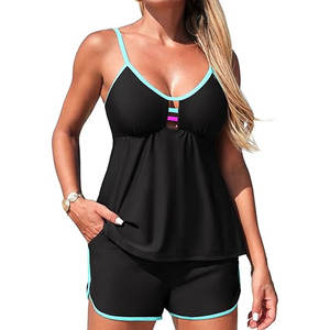 Conjunto de Top y Shorts de Baño para Mujer, Tela Ligera, Forro Suave, Cómodo para Usar en el Océano y la Piscina - Product Image 1