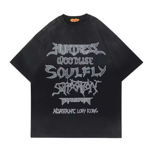 Personalizado peso pesado sobre el tamaño de algodón Boxy Fit gota hombro camiseta Vintage recortada pantalla impresa desgastada camiseta hombres - Product Image 1